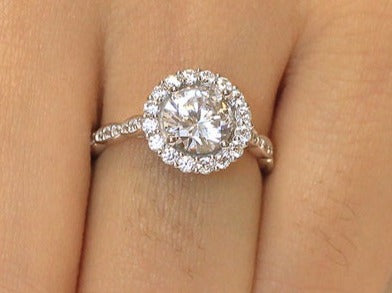 1 CT Round Cut Diamond White Gold Over 925 Sterling Sliver Women Halo Engagement Ring