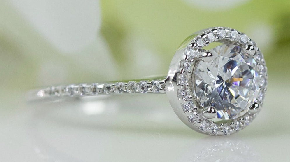 1 CT Round Cut White Cubic Zirconia Diamond 925 Sterling Silver Women Halo Anniversary Ring