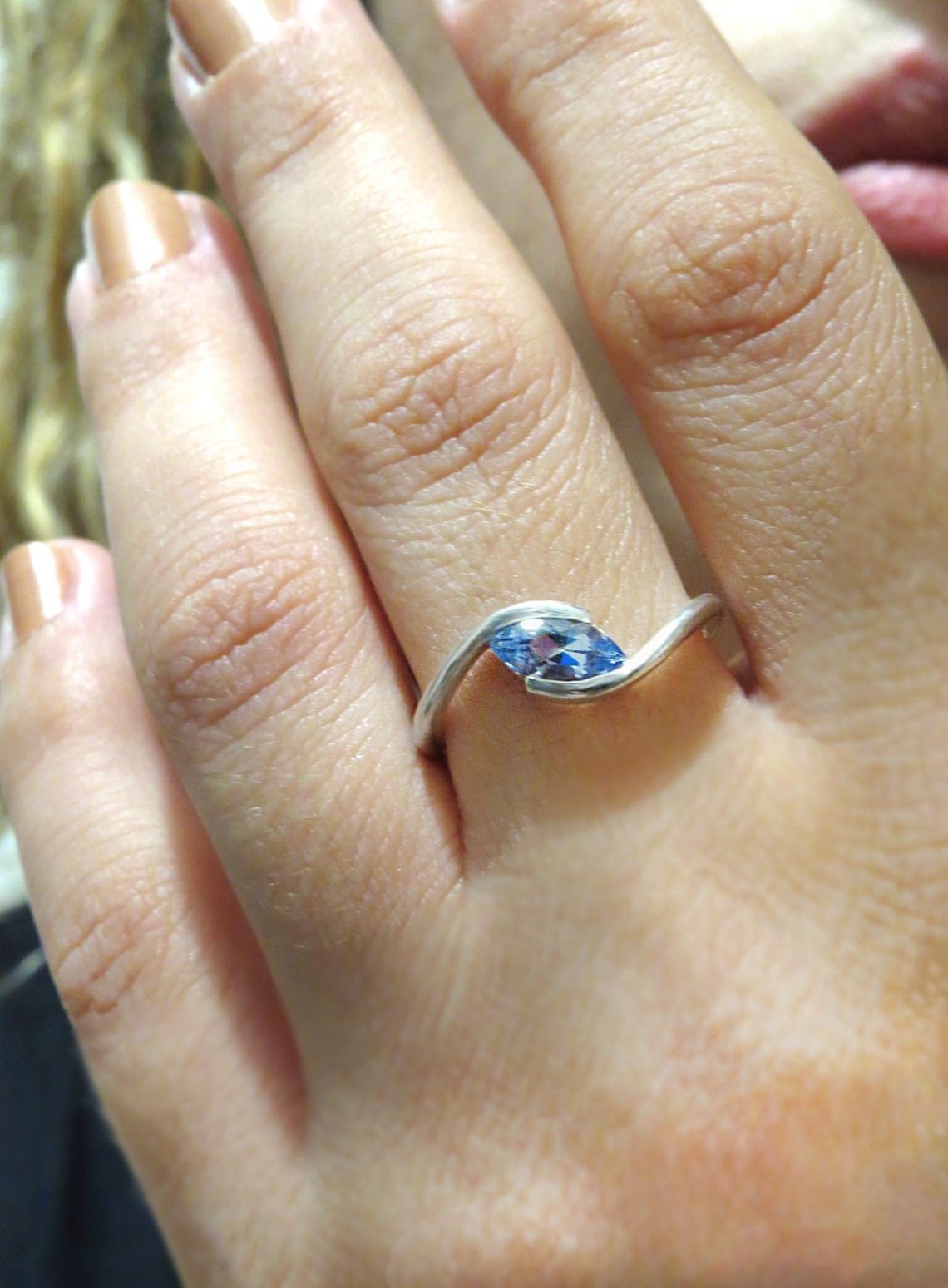 1 CT Marquise Cut Blue Topaz Diamond 925 Sterling Silver Women Engagement Solitaire Ring