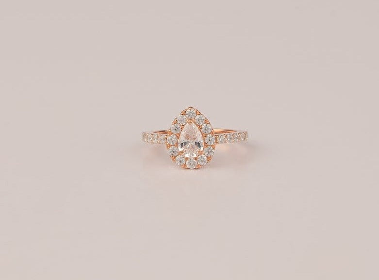 1.80 CT Pear Cut Diamond 925 Sterling Silver Halo Wedding Ring