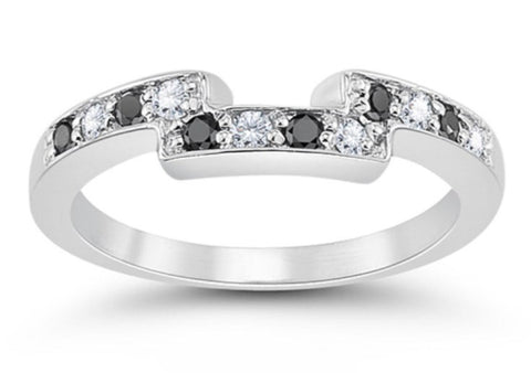 0.25 CT Round Cut Black Cubic Zirconia Diamond 925 Sterling Silver Women Anniversary Ring