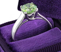 1 CT Round Cut Green Peridot Diamond 925 Sterling silver Solitaire Engagement Ring