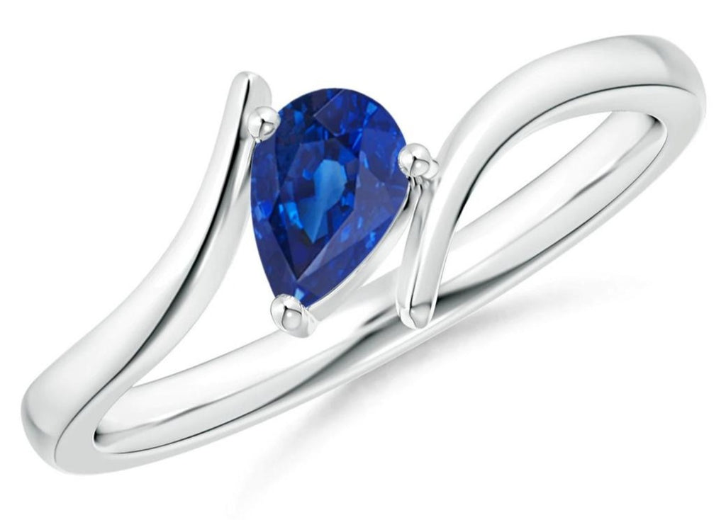 1 CT Pear Cut Blue Sapphire 925 Sterling Sliver Women Anniversary Bypass Ring Gift For Her