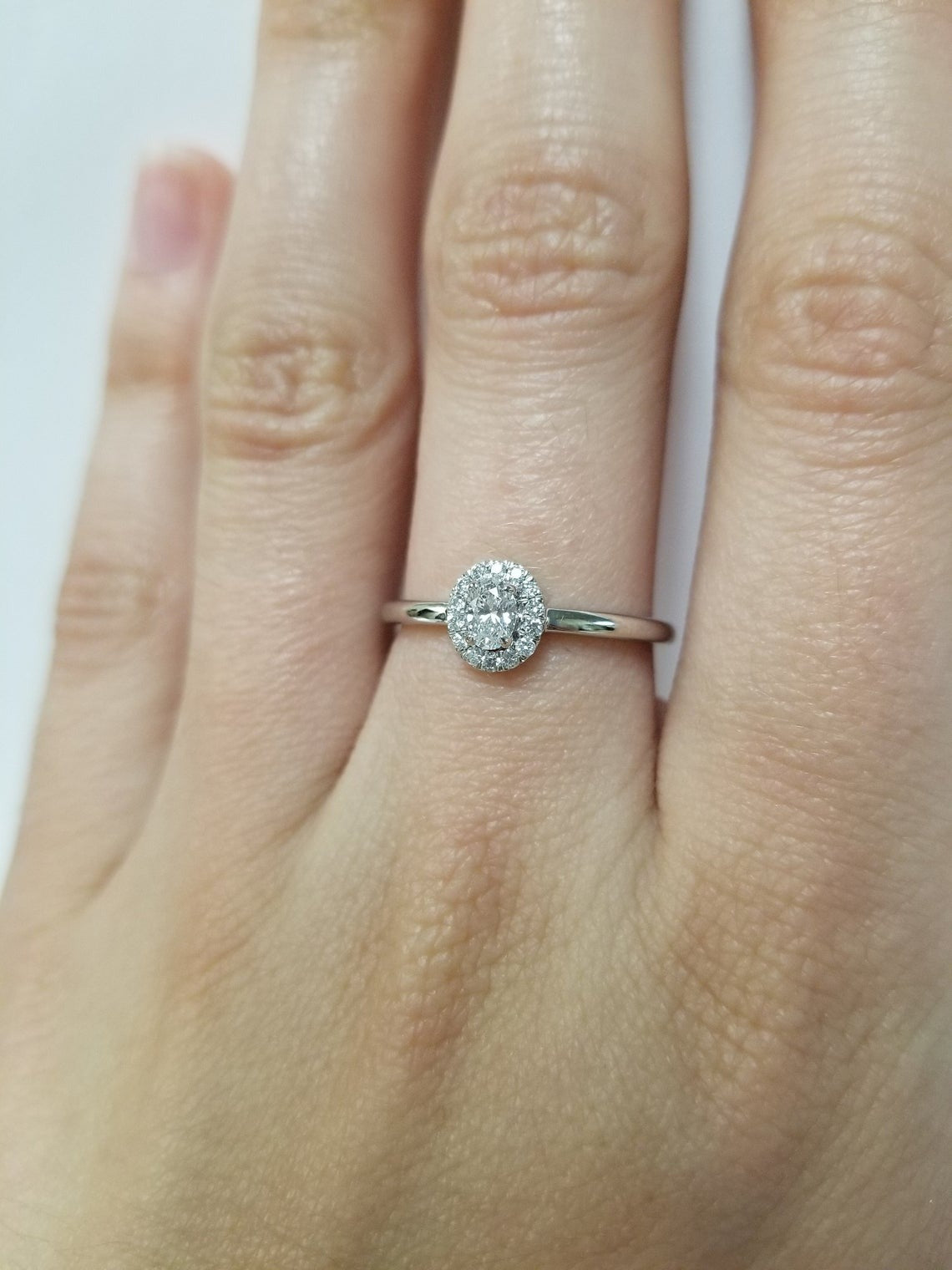 1 CT Oval Cut Diamond 925 Sterling Silver Wedding Promise Halo Ring