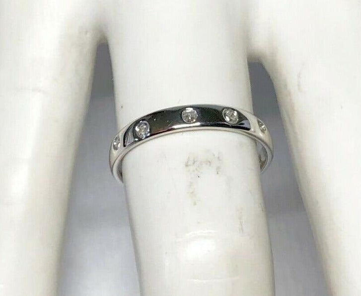 1/10 CT Round Cut Diamond 925 Sterling Silver Women Anniversary Band Ring