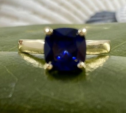 2 CT Cushion Cut Blue Sapphire 925 Sterling Silver Women Engagement Solitaire Ring