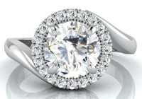 2 CT Round Cut Diamond 925 Sterling Silver Woman's Solitaire Bypass Engagement  Halo Ring