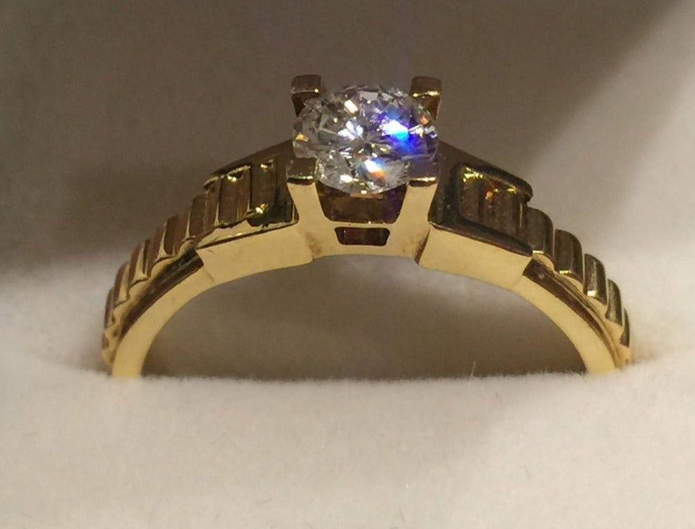 0.45 CT Round Cut Diamond 14K Yellow Gold Over 925 Sterling Silver Women Solitaire Anniversary Ring