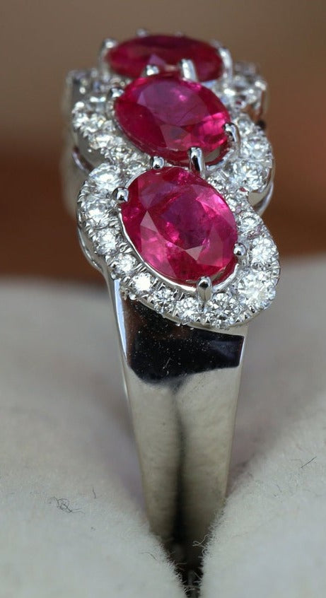 2 CT Oval Cut Red Ruby Diamond 925 Sterling Silver Women Wedding Engagement Band Ring