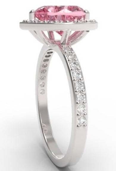 2 CT Heart Cut Pink Sapphire Diamond 925 Sterling Silver Halo Engagement Ring