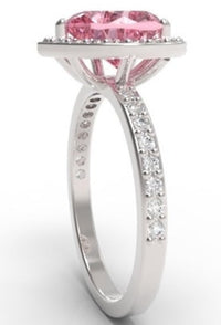 2 CT Heart Cut Pink Sapphire Diamond 925 Sterling Silver Halo Engagement Ring