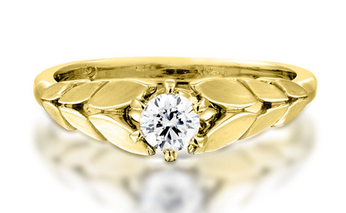 1 CT 925 Sterling Silver Round Cut Diamond Leaves Engagement Solitaire Ring