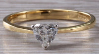 1 CT Heart Cut Diamond Yellow Gold Over 925 Sterling Sliver Women Engagement Solitaire Ring