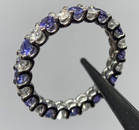 2 CT Round Cut Blue Sapphire Diamond 925 Sterling Silver Women Anniversary Band Ring