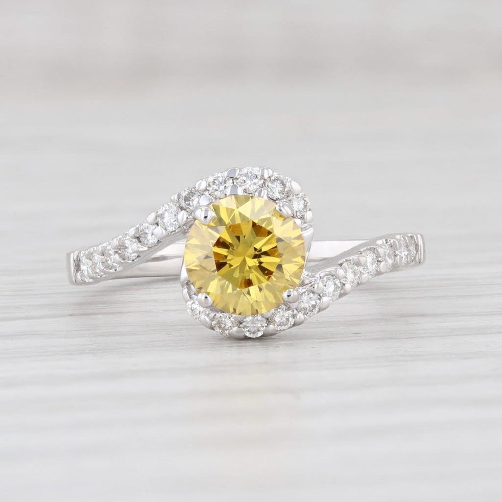2 CT Round Cut Yellow Citrine Diamond 925 Sterling Silver Unisex Bypass Promise Halo Ring