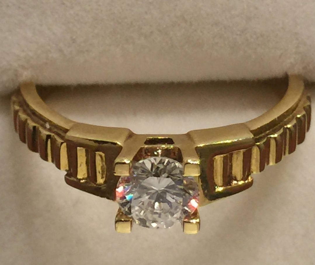 0.45 CT Round Cut Diamond 14K Yellow Gold Over 925 Sterling Silver Women Solitaire Anniversary Ring