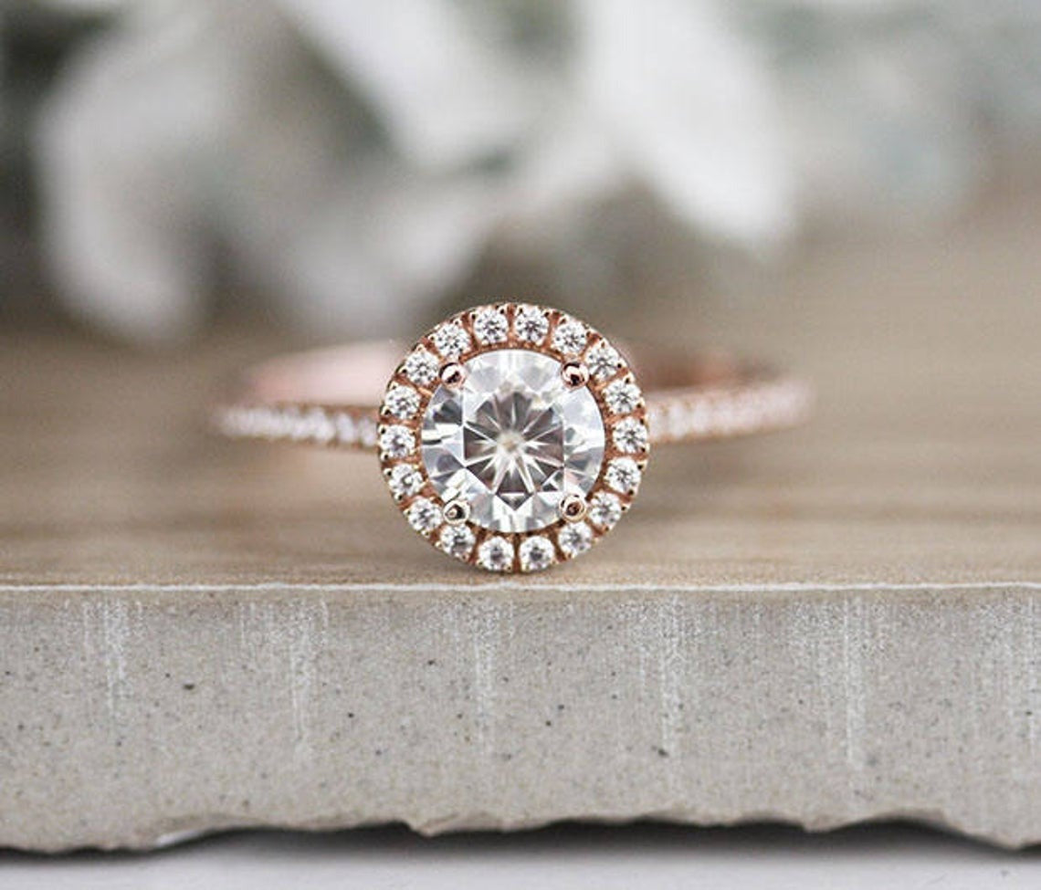 1 CT Round Cut Diamond 925 Sterling Silver Women Engagement Halo Ring Gift For Her