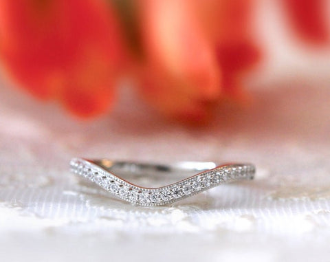 0.26 CT Brilliant Cut Diamond 925 Sterling Silver Curve Wedding Half Eternity Band Ring