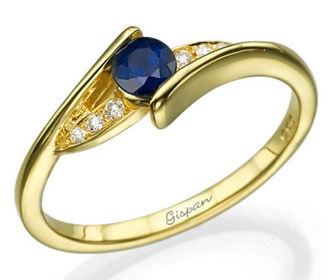 2 CT Round Cut Blue Sapphire Diamond 925 Sterling Silver Women Engagement Bypass Ring