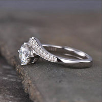 1.50 Ct Round Cut Diamond 925 Sterling Silver Curved Engagement Ring