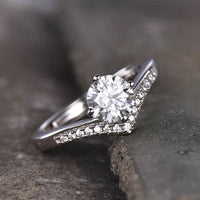 1.50 Ct Round Cut Diamond 925 Sterling Silver Curved Engagement Ring