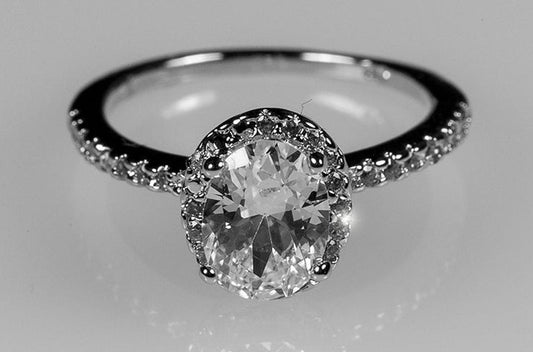 1 CT Oval Cut CZ Diamond 925 Sterling Silver Halo Anniversary Ring