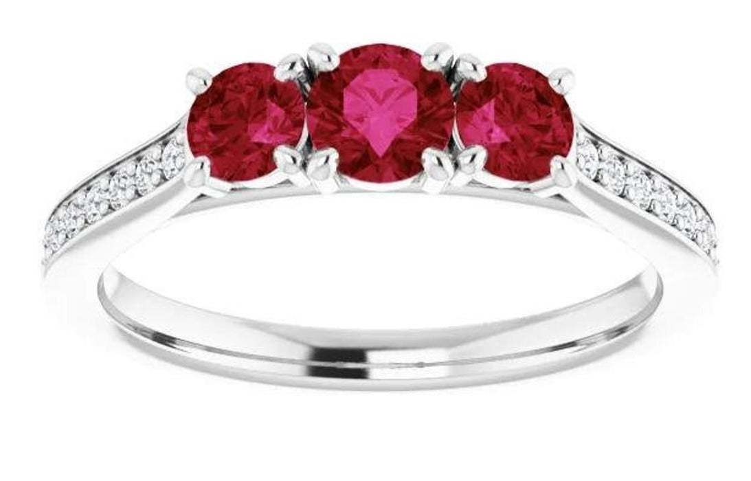1 CT Round Cut Ruby Red Diamond 925 Sterling Silver Women Anniversary Ring Gift For Her