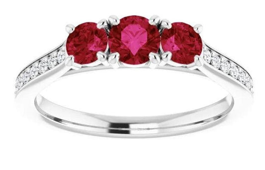 1 CT Round Cut Ruby Red Diamond 925 Sterling Silver Women Anniversary Ring Gift For Her