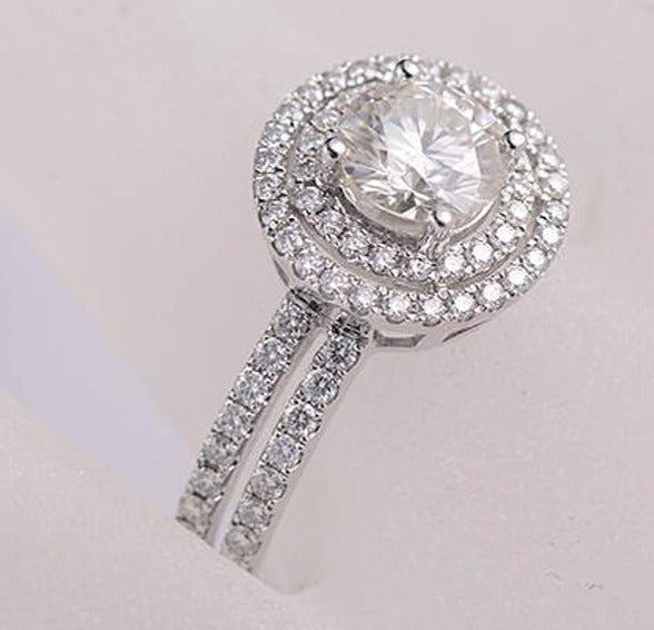1 CT Round Cut Diamond 925 Sterling Sliver Unique Engagement Halo Ring Gift For Her
