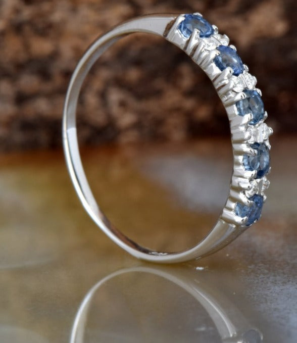 1 CT 925 Sterling Silver Sapphire Round Cut Diamond Women Engagement Ring