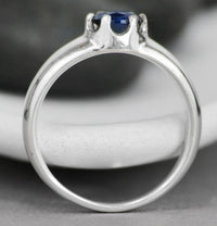 1 CT Round Cut Blue Sapphire White Gold Over 925 Sterling Silver Women Engagement Solitaire Ring