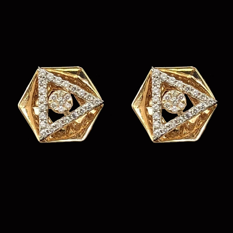 Real Gold Nugget Earrings Stud for Men in 18k gold