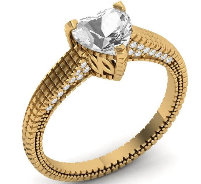 1 CT 925 Sterling Silver Heart Cut Diamond Women Gift Anniversary Ring