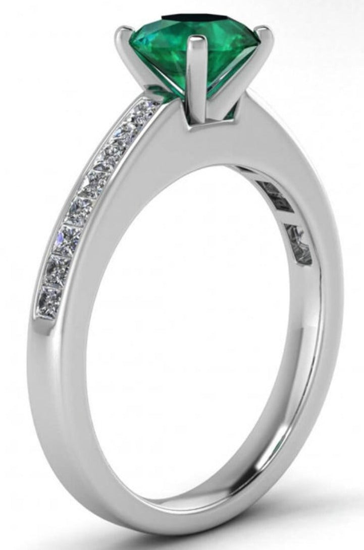 1 CT Round Cut Emerald Green Diamond White Gold Over 925 Sterling Sliver Women Anniversary Halo Ring - atjewels.in
