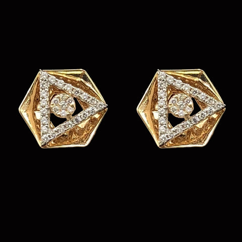 Glamorous Geometric 18K Gold Party Wear Stud Earrings