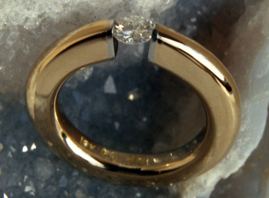 0.20 CT Round Cut Diamond Yellow Gold Over 925 Sterling Sliver Women Anniversary Solitaire Ring