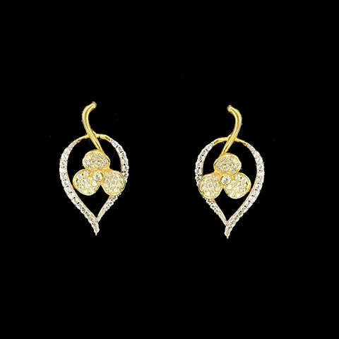 Ethereal Leaf Pattern 18K Gold Diamond Stud Earrings
