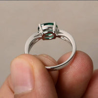 1.20 Ct Oval Cut Green Emerald Solitaire W/Accents Engagement Ring 925 Sterling Silver