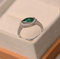 1.75 Ct Marquise Cut Green Emerald 925 Sterling Silver Halo Anniversary Ring