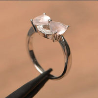 1.50 Ct Trillion Cut Rose Quartz 925 Sterling Silver Bow Promise Gift Ring