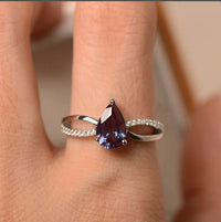 1.20 Ct Pear Cut Purple Alexandrite Infinity Promise Ring 925 Sterling Silver