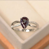 1.20 Ct Pear Cut Purple Alexandrite Infinity Promise Ring 925 Sterling Silver