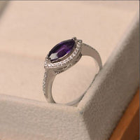 1.50 Ct Marquise Cut Purple Amethyst 925 Sterling Silver Halo Anniversary Ring