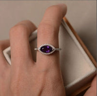 1.50 Ct Marquise Cut Purple Amethyst 925 Sterling Silver Halo Anniversary Ring