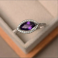 1.50 Ct Marquise Cut Purple Amethyst 925 Sterling Silver Halo Anniversary Ring