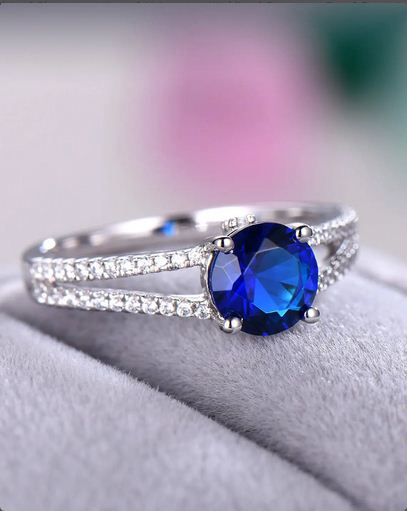 1.75 CT Round Cut Blue Sapphire 925 Sterling Silver Split Shank Anniversary Gift Ring