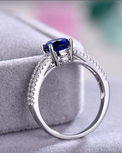 1.75 CT Round Cut Blue Sapphire 925 Sterling Silver Split Shank Anniversary Gift Ring