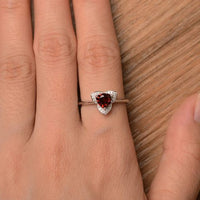 1.50 Ct Trillion Cut Red Garnet 925 Sterling Silver Floral Ring For Her