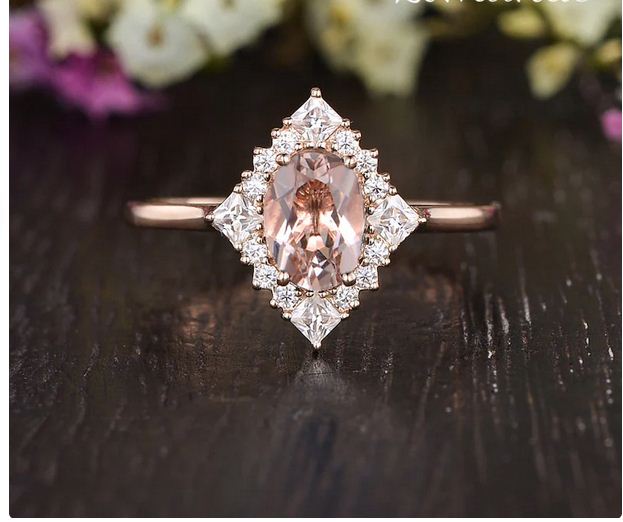 Ct Oval Cut Pink Morganite 925 Sterling Silver Halo Vintage