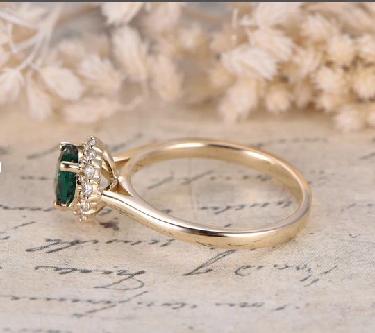1.20 Ct Round Cut Green Emerald 925 Sterling Silver Halo Anniversary Gift Ring